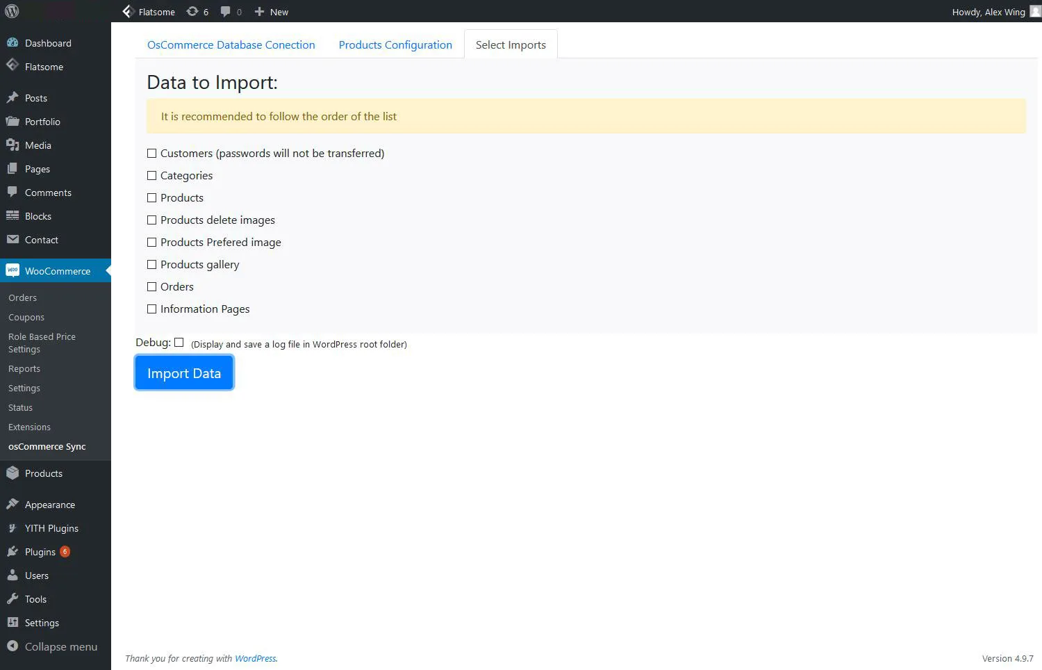 Woocommerce osCommerce Sync