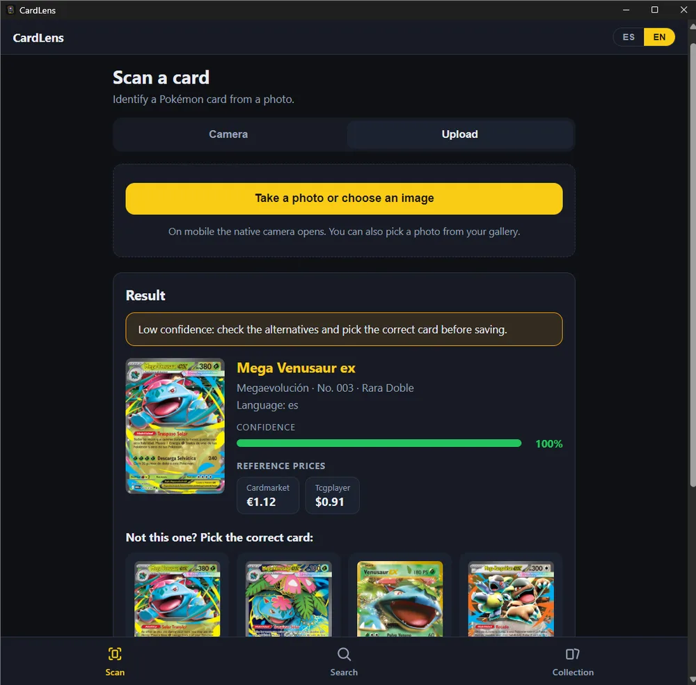 CardLens: a 100% on-device Pokémon TCG card scanner